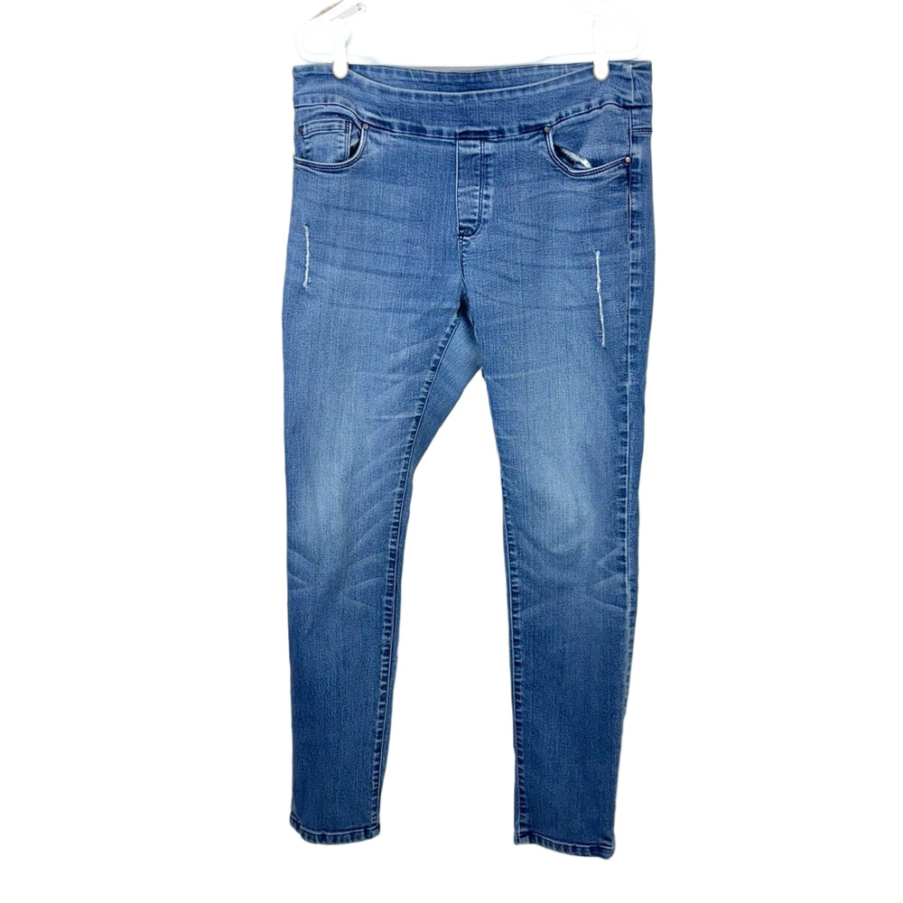 Blueberry distressed pull-on jeans